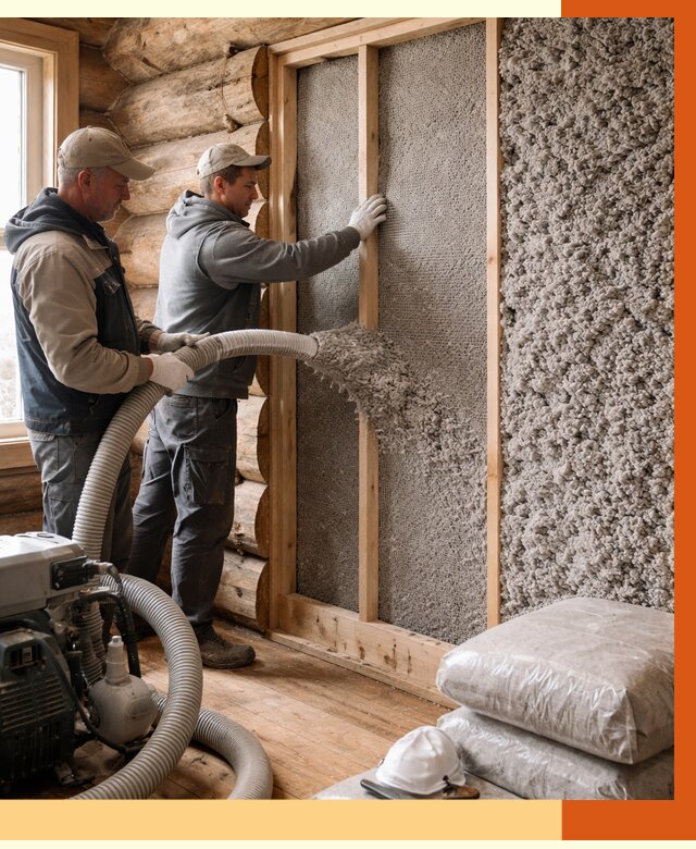 Утепление бревенчатого дома эковатой в Набережных Челнах от 2793 руб. | ТепломастерНбр